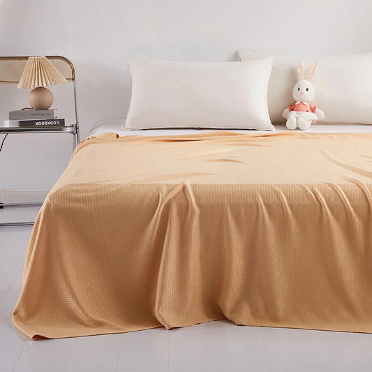 100% Bamboo Fiber Air Condition Quilt Thin Diamond Grid Lightweight Breathable Summer Blanket Soft Skin-friendly Summer Duvet