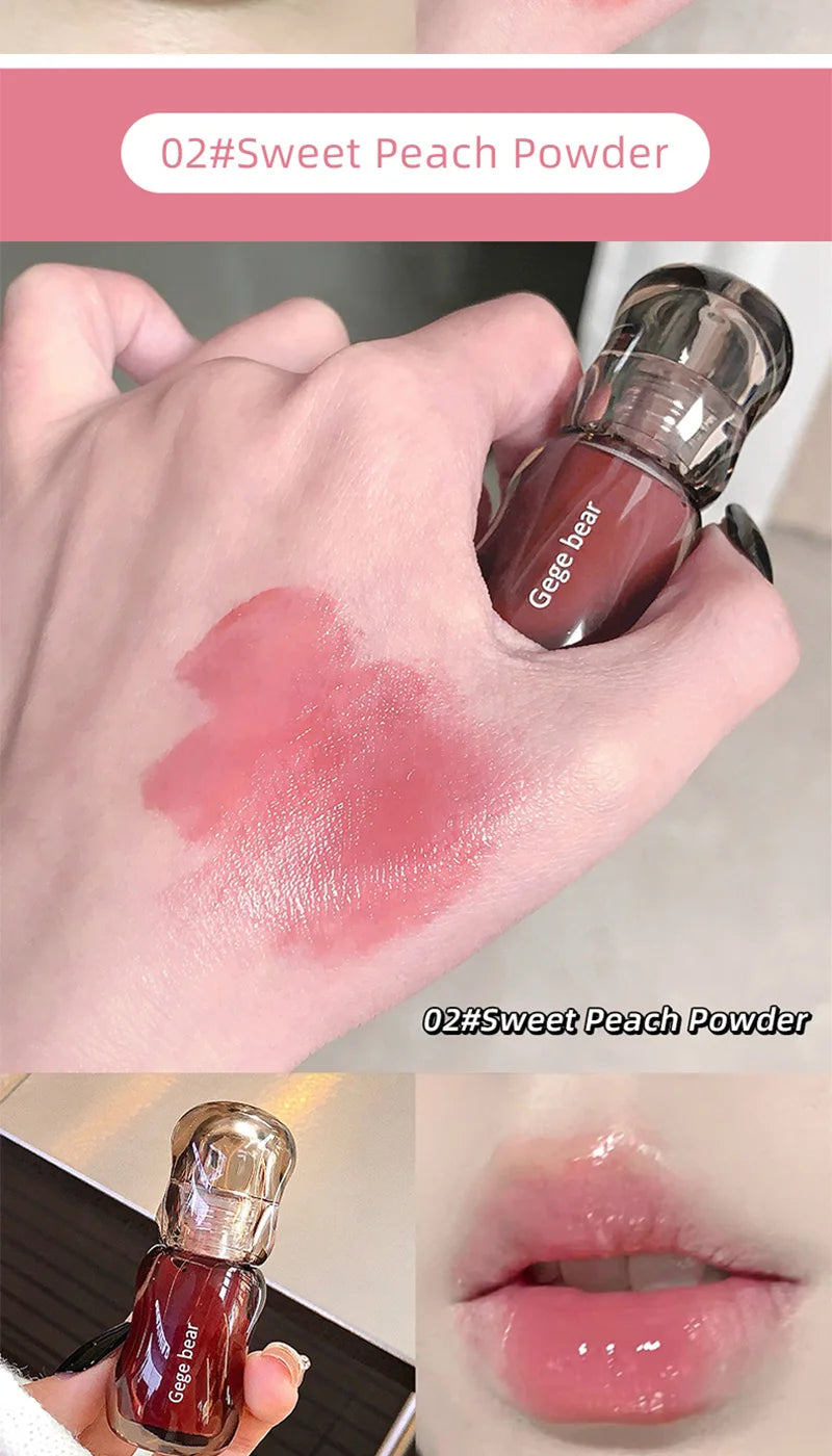 Gege Bear Crystal Gloss Lip Tint — Autumn/Winter Hydrating Formula, Mirror-Gloss Finish, Youthful Plumping Effect