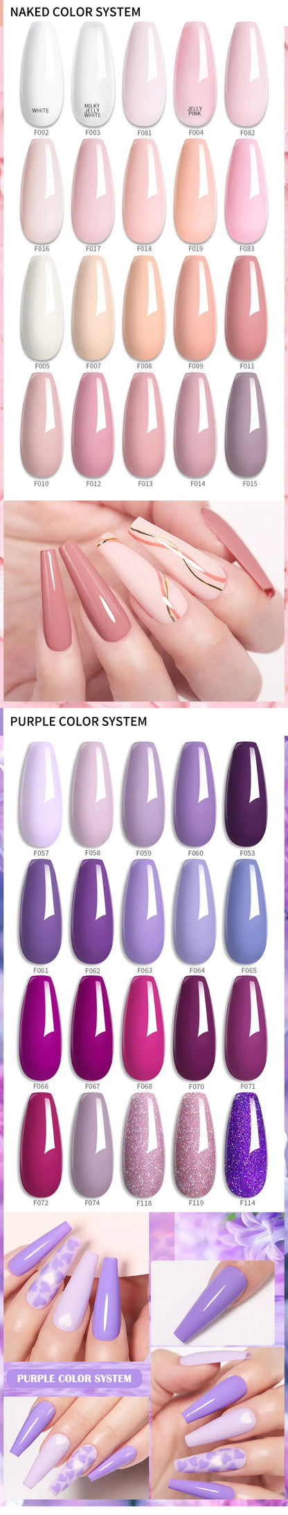 LILYCUTE 6Pcs/Set 7ML Gel DIY Nail Polish Bright Pink Semi Permanent Soak Off UV LED Gel Varnish Nail Art Design Manicure Kit