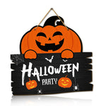Halloween Party Wooden Sign Decor with Jack - o'-lantern Design, Perfect for Halloween Home Decoration