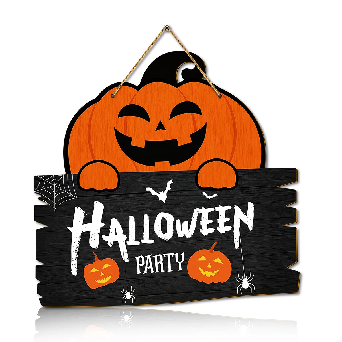 Halloween Party Wooden Sign Decor with Jack - o'-lantern Design, Perfect for Halloween Home Decoration