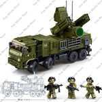 SLUBAN Military Antiaircraft Missile Vehicle Pantsir S1S Anti-aircraft Car Model Building Blocks Sets Soldier Bricks Kids Toys