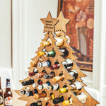 Christmas Countdown Wine Rack Wooden Christmas Tree Shaped Bottle Holder Festive Decor Ornament Craft Accessory