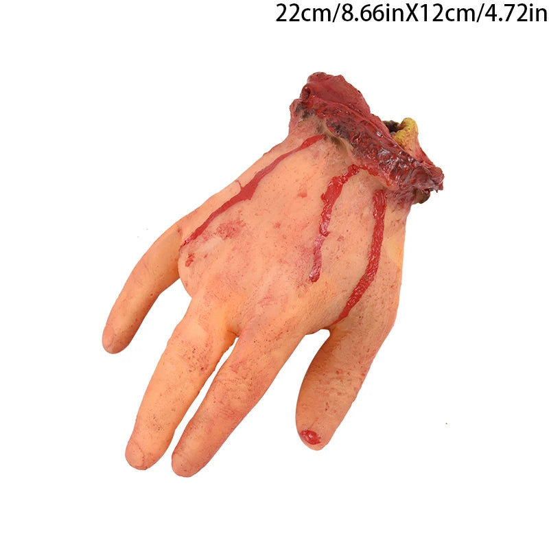 2024 Halloween Fake Human Arm Plastic Hands Foot Bloody Dead Body Parts Outdoor Haunted House Scary Props Halloween Decorations