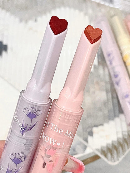 Gege Bear Floral Whisper Moisturizing Mirror Shine Lipstick — Glossy Jelly Finish, Heart-Shaped Bullet, Hydrating Lip Balm