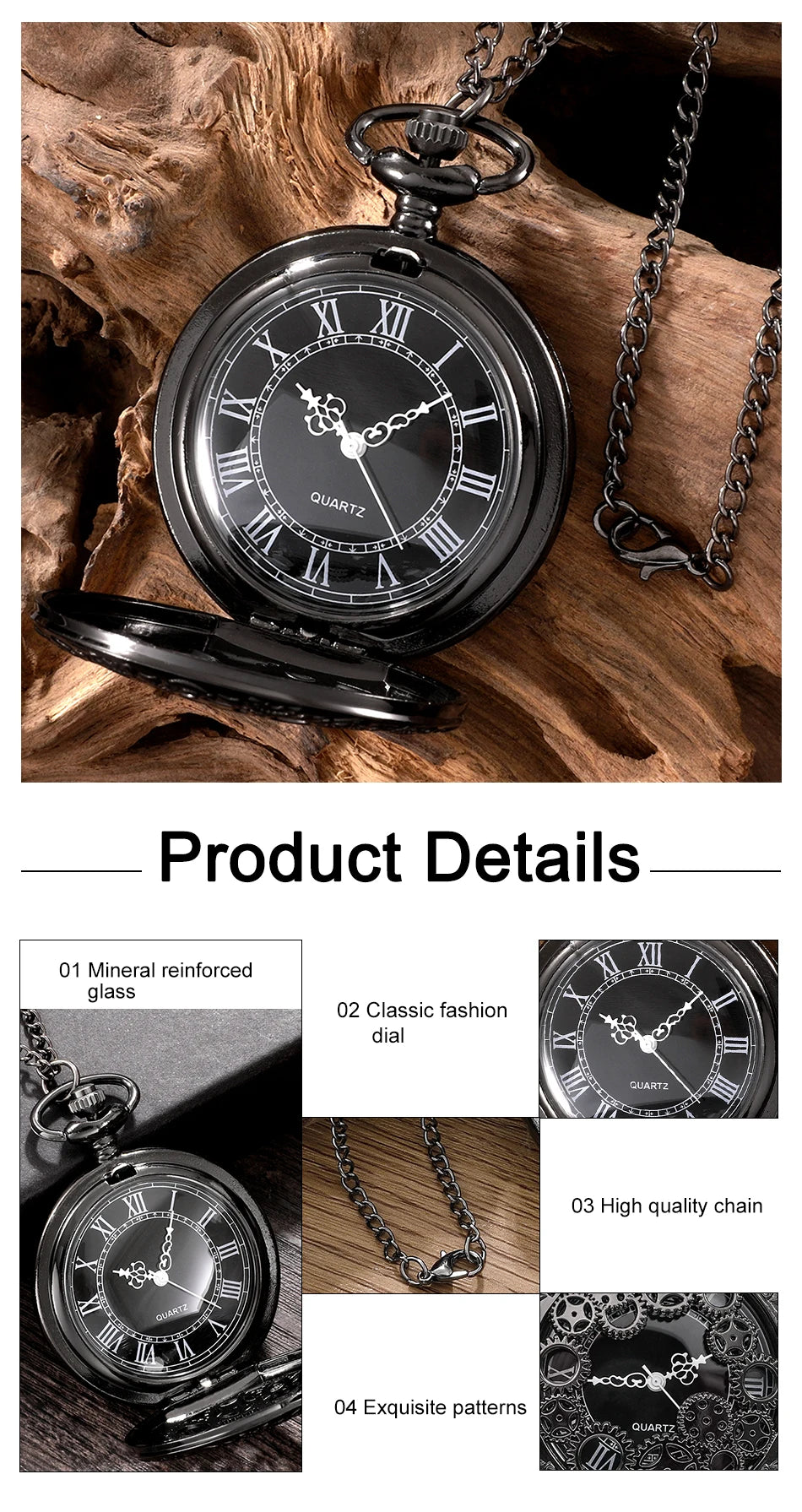 Steampunk Copper Vintage Hollow Gear Hollow Quartz Pocket Watch Necklace Pendant Clock Chain Men Women with Chain Gifts