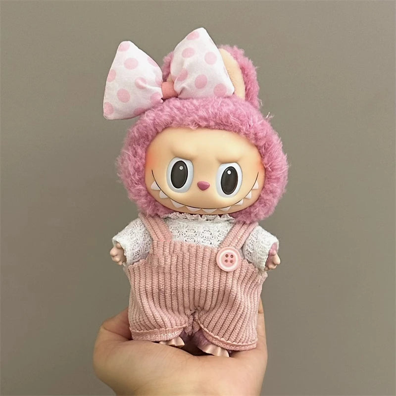 For 15/17cm Labubu V1 V2 Doll Clothing Fashion Hoodie and Pants Set Korean Idol Trendy DIY Doll Clothing Accessories Toy Gift