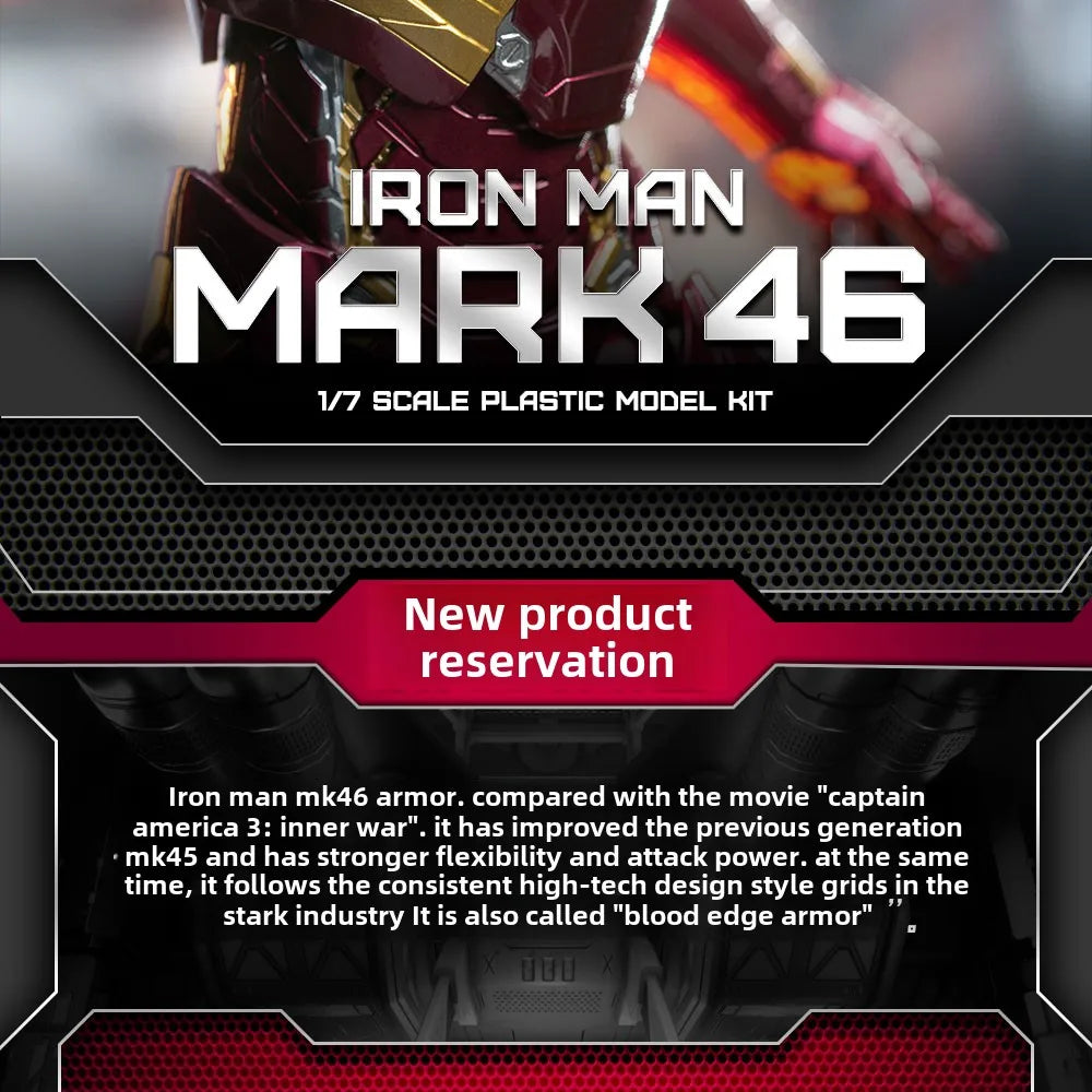 Marvel Iron Man MK46 Assembled Model 10in 1/7 scale Action Figures Reactors can emit light Collect Ornament Boy Toy Gift