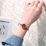 YIKAZE Small Gold Bangle Bracelet Luxury Watch Stainless Steel Retro Ladies Quartz Wristwatch Fashion Casual Thin Chain Watches