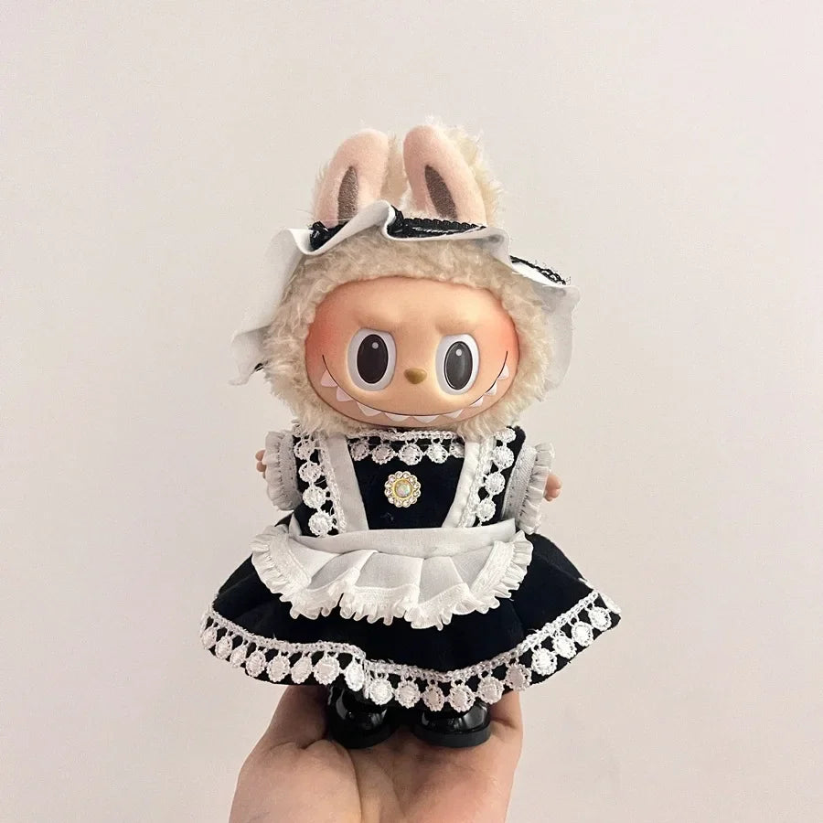 New Labubu Clothing Popular New Products Fashion Velcro 17cm Doll Cute Dress Casual Set Skirt Plush Toy Clothing