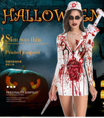 Women's Halloween Costume Dress Cosplay Nurse Costume Uniform Party Sexy Tight Skirt Dress For Female Skeleton Party Carnival