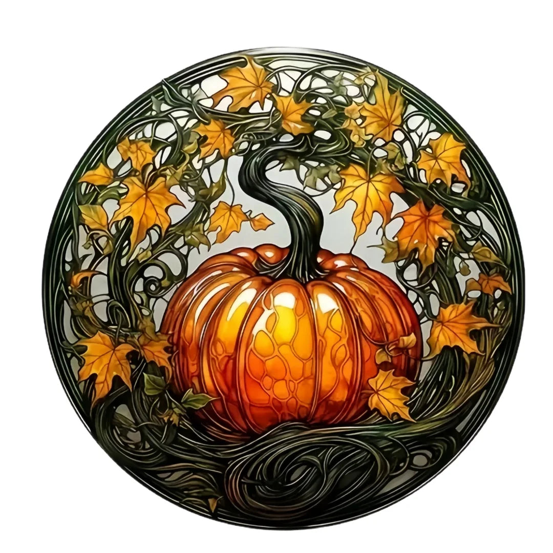 2D Halloween pumpkin circular acrylic sign, suitable for windows, porches, classrooms, courtyards, Halloween decorations, gifts