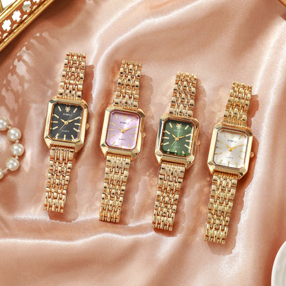 1/2/4PCS Fashion Rectangle Women Quartz Watches Stainless Steel Band Wristwatches for Girls Clock Reloj Mujer（Without Box）