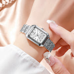1/2/4PCS Luxury Women Watches Fashion Rectangle Woman Quartz Watch Stainless Steel Band Wristwatches Reloj Mujer（Without Box）
