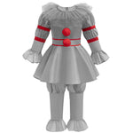 Kids Pennywise Clown Cosplay Costume Children Halloween Carnival Party Joker Vllain Vintage Clothing Top+Pants Outfits free ball