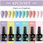 MSRUIOO 6pcs Nude Pink Gel Nail Polish Set Glitter Colorful Semi Permanent UV Gel Kits DIY Nail Art Painting Varnish Manicure