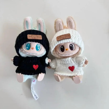 New Doll Clothes Pendant Set, LABUBU Bear Hat Love Sweater Set,DIY Doll Accessories, Fun and Cute Baby Clothes, Christmas Gifts