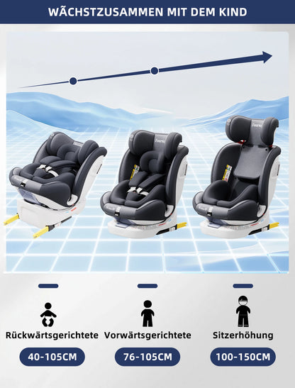 AP01 KL001B Child Car Seat 360° Rotating 5-Point Belt 9-36kg 0 -12 years ECE ISOFIX Child Safety Seat
