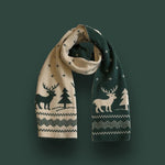 Christmas Scarf for Women Men Cute Deer Elk Knitted Scarves Winter Warm Woolen Shawl Girls Christmas Present