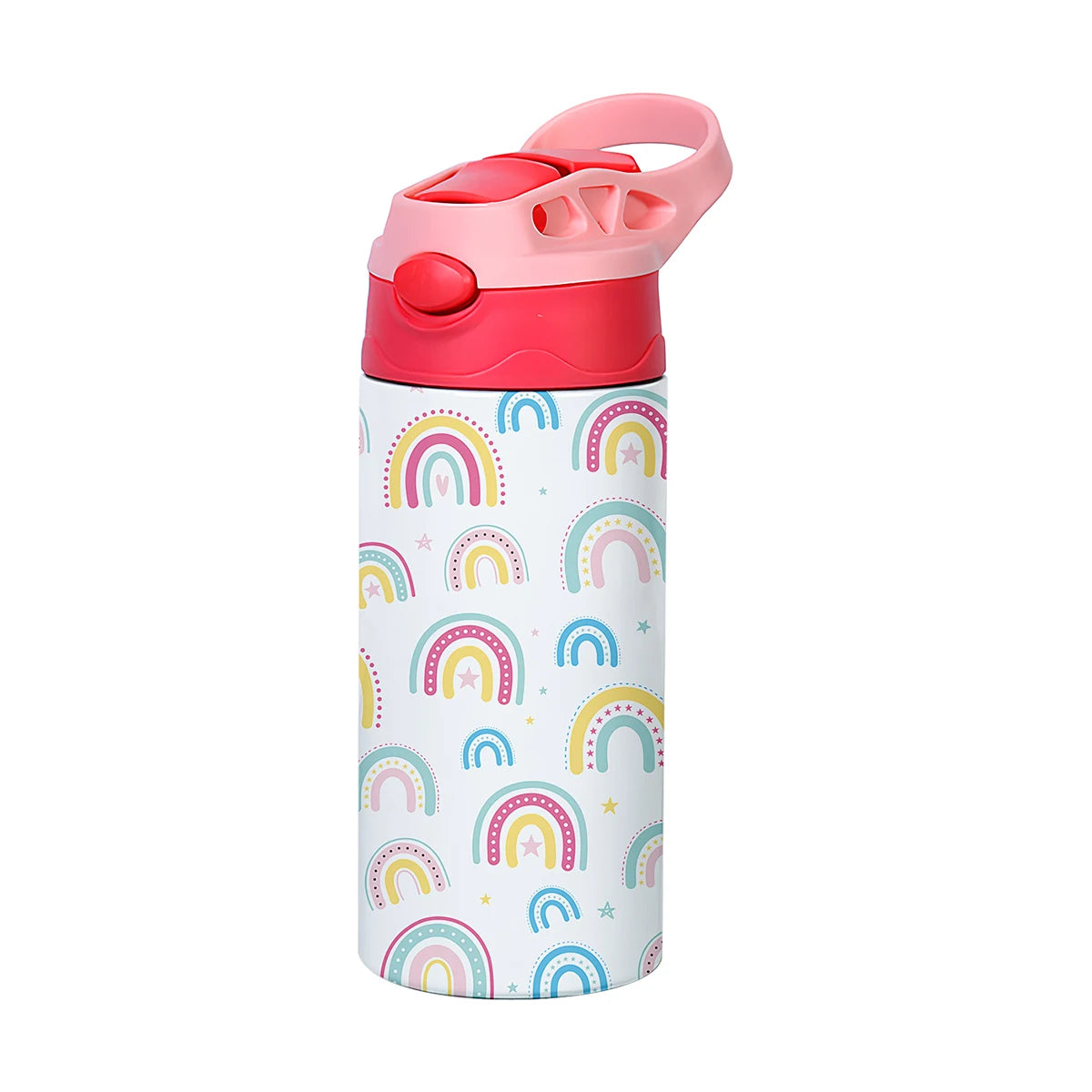 12OZ/350ml Cartoon Pattern Thermos Cup Stainless Steel Insulated Bottle Children Thermos Kettle Outdoor Portable Handheld Cup