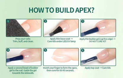 Nailpop 15ml Builder Gel Nail Polish for Nail Apex & Extension Strengthener Upgraded Soak Off UV Gel Rhinestone Glue 4 Colors