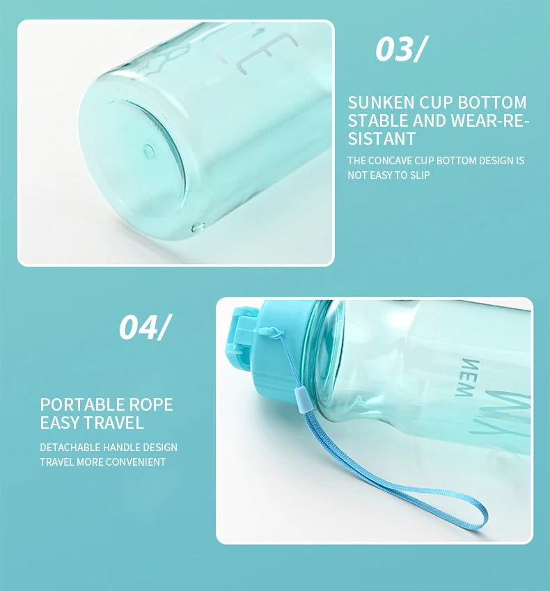 Transparent Water Bottle Portable Sport Cup for Drinking Kitchen Tools 650ML Water Bottle For School Gym Travel Girl Boy