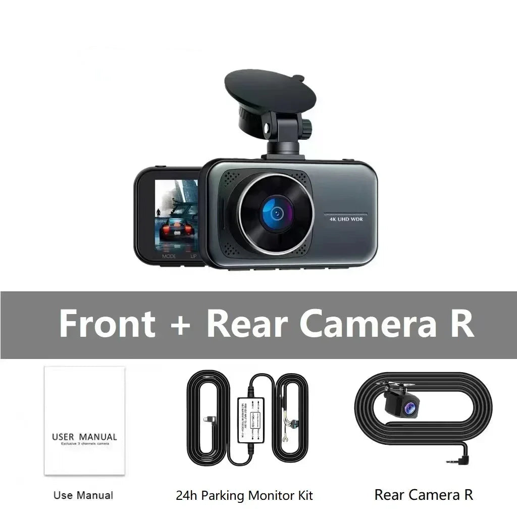 Dash Cam For Cars 4k Dual Camera Wifi Dashcam 24h Parking Monitor Front And Rear Dvr Night Vision Kamera Samochodowa Rejestrator
