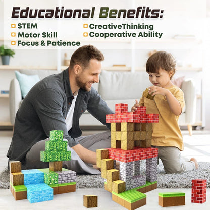 10-300pcs Magnetic Blocks Game Mine Magnet World Toys For Boys Girls STEM Montessori Sensory Cubes Game Toys Gift