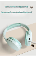 Fashionable Bluetooth wireless headphones, over-ear, deep bass, sports stereo, high fidelity, long battery life, universal