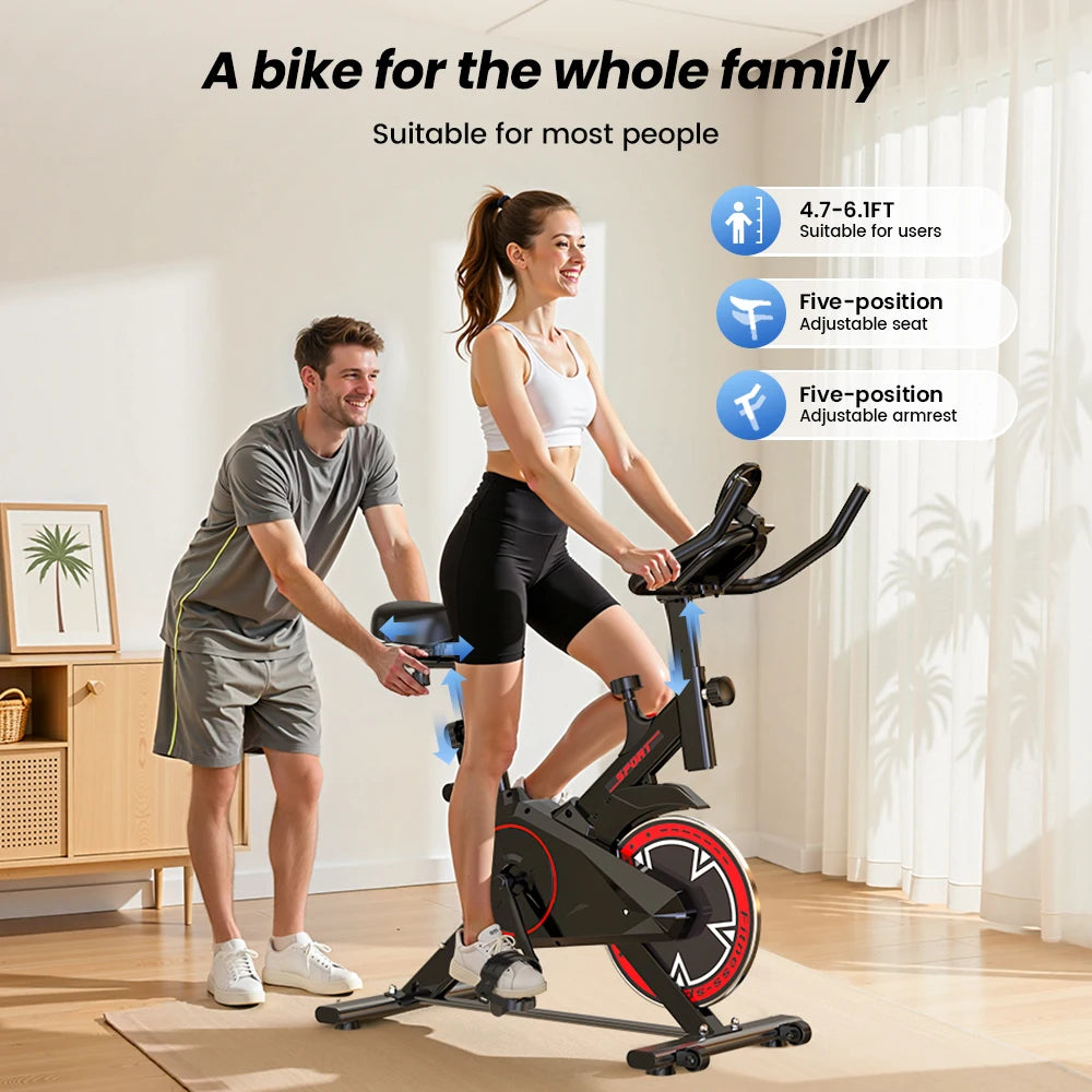 Formill QK101 Indoor Spin Bike Quiet Belt Drive Cardio Trainer with Electronic Display & Adjustable Resistance for Home Fitness