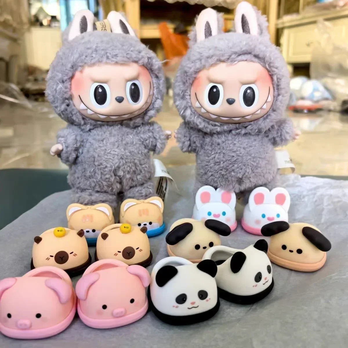 Slipper Shoes Macaron Style 17cm Labubu V2 V1 Doll Shoes Capybara Casual Sandal Dolls Accessories DIY Doll Toys