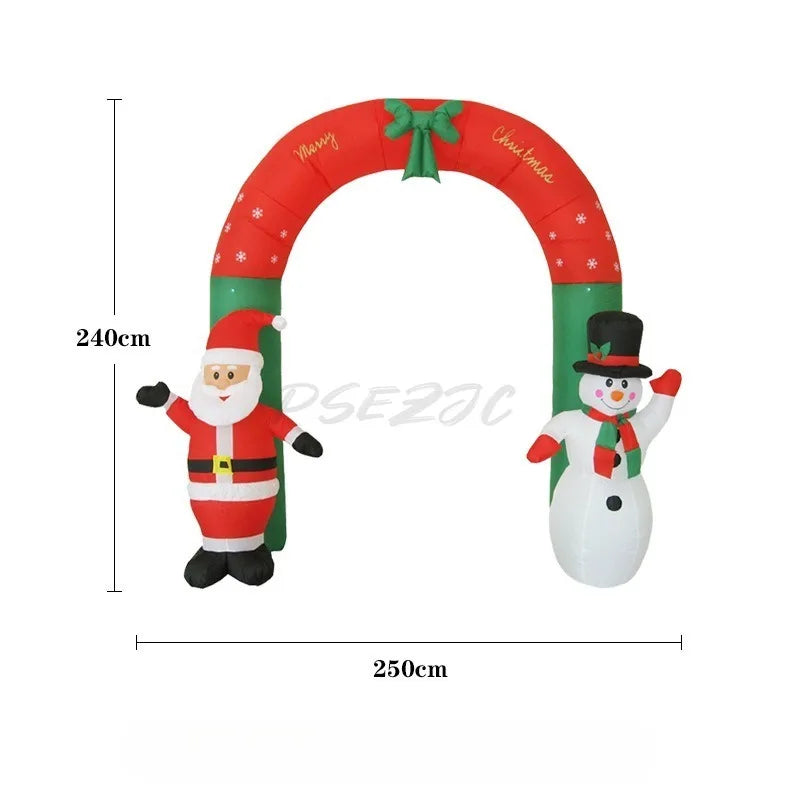 2.4m Christmas Scene Decorations Santa Claus Snowman Inflatable Arch Venue Arrangement Props