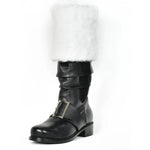 Christmas Santa Claus Boots Men Cosplay New Year Red Black Leather Shoes White Plush Cuffs Foot Halloween Xmas Winter Boots
