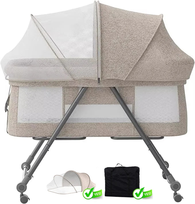 Baby Reisbed met Matras & Stille Wielen – Omvormbare Schommelwieg