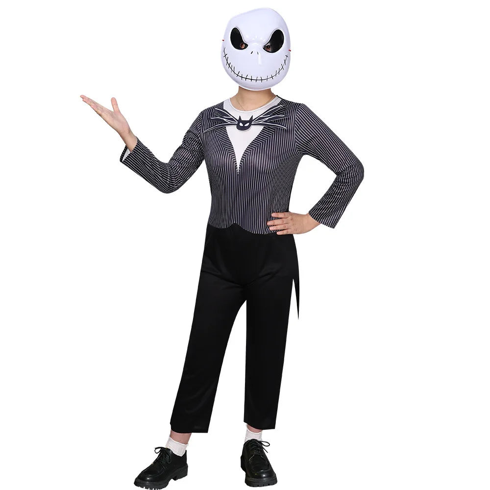 Anime Jack Skellington Costume Boys The Nightmare Before Jack Skellington Cosplay  Bodysuit Suit Halloween Clothes