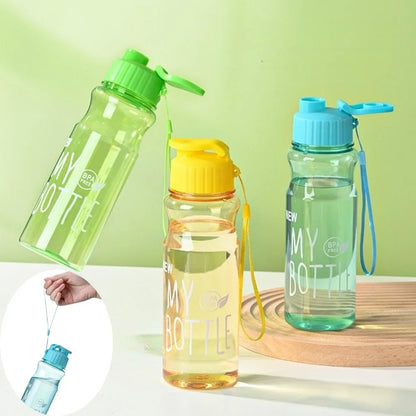 550ML Transparent Water Bottle Food Grade Portable Fitness Sports Water Bottle Tritan Material with Lanyard Outdoor Supplies