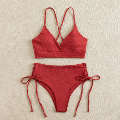 Cikini V-hals split bikiniset voor dames