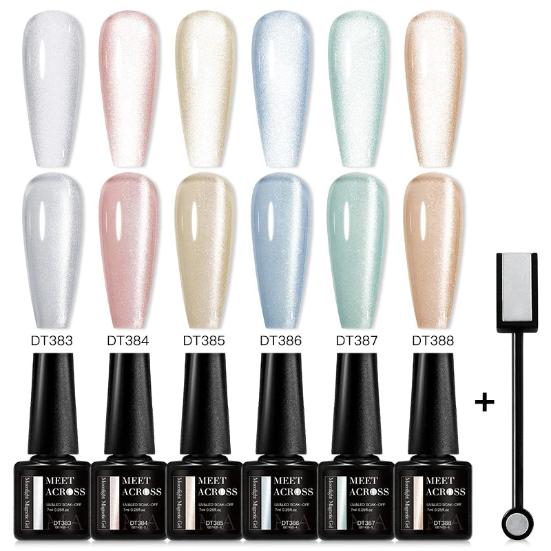 7pc Cat Magnetic Nail Gel Polish Set Long Lasting Glitter Nail Supplies Soak Off UV/LED Vernis Gel Kit for Manicure Design