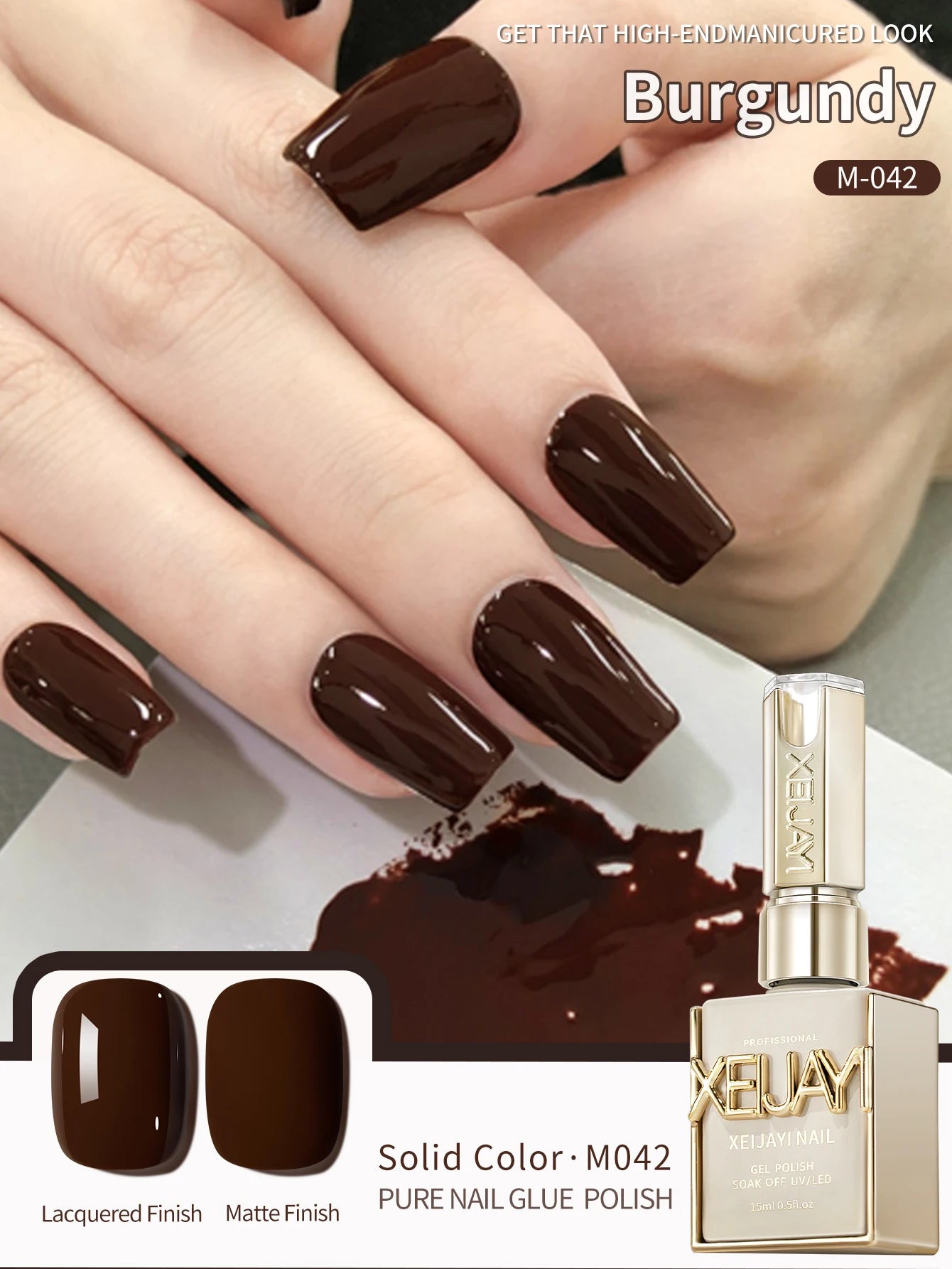 1pc 15ml Wine Red Gel Nail Polish Starter Pure Soak Off No Wipe Nail Gel Polish Suitable For All Seasons