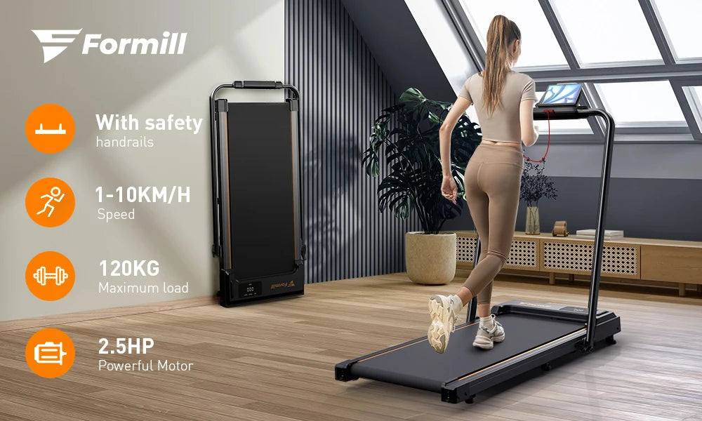 Formill FT51 2 in 1 Treadmill 0.75-2.5HP peak horsepower1-10KM/H speed range Treadmill Running Jogging Machine for Home