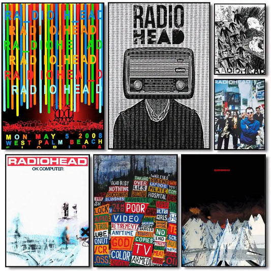 Rock Band R-Radiohead Poster Gallery Prints Self Adhesive Home Decor Decoration Wall Decals Living Room Sticker