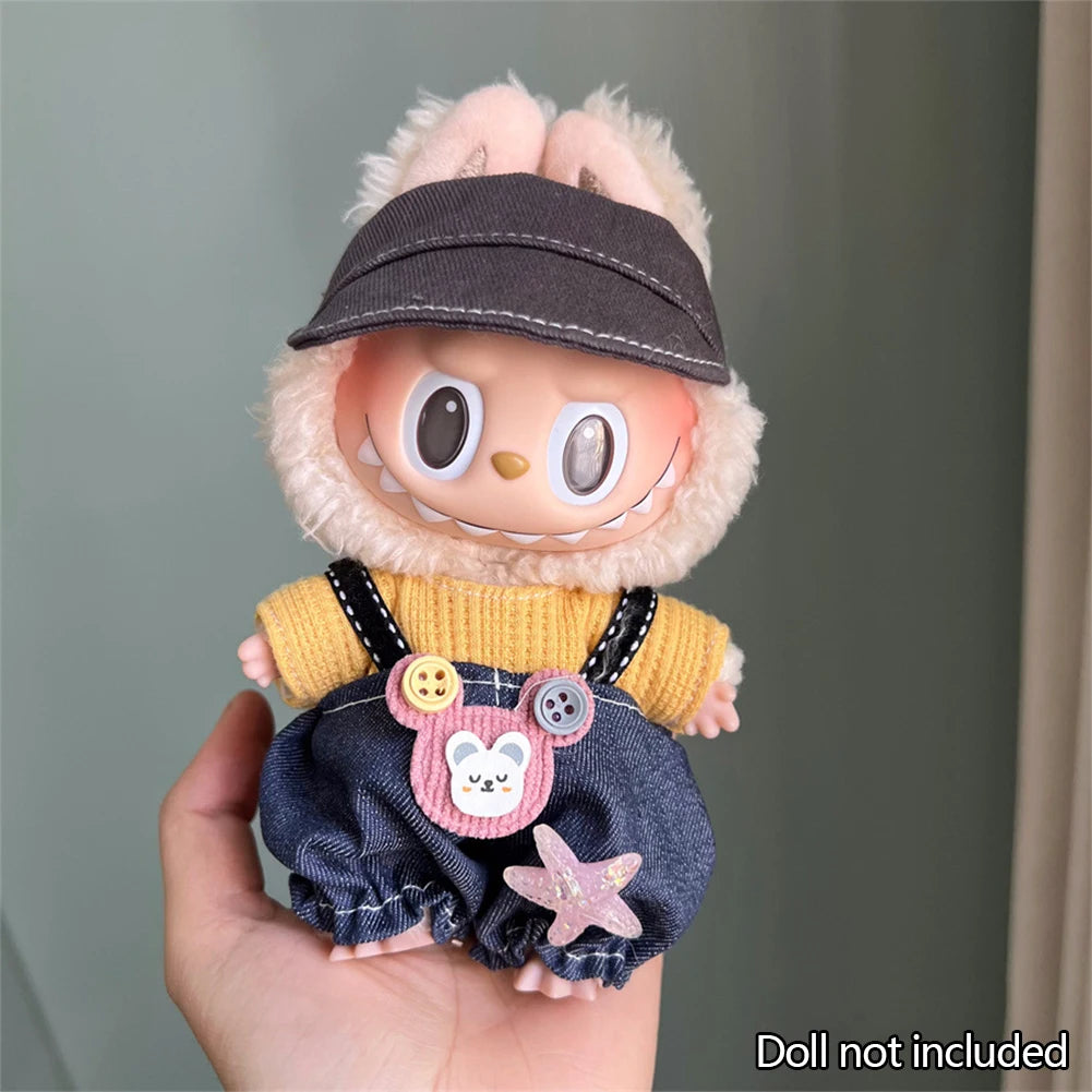 Fashion Clothes Ropa Labubu Clothes Outfit Doll Accessories For 15/17cm Labubu V2 V1 Plush Doll's Suspenders Suit