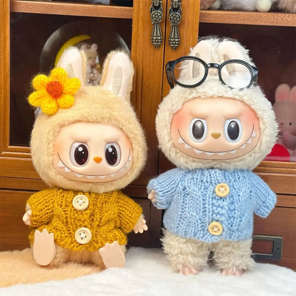Ropa Labubu Doll Clothes Outfit Accessories For 15/17cm Labubu V2 V1 Plush Doll's Clothing Colorful Sweater Kid Toy Girl Gift