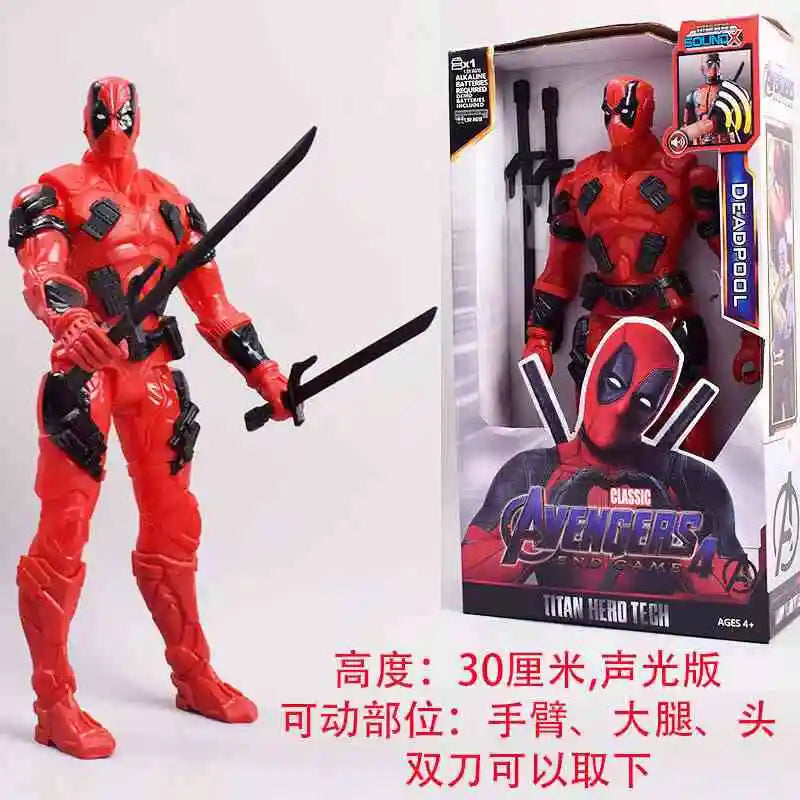 Action Toy 30cm Marvel Avengers Toy Thanos Hulk Spiderman Iron Man Captain America Thor Black Panther With Sound And Light