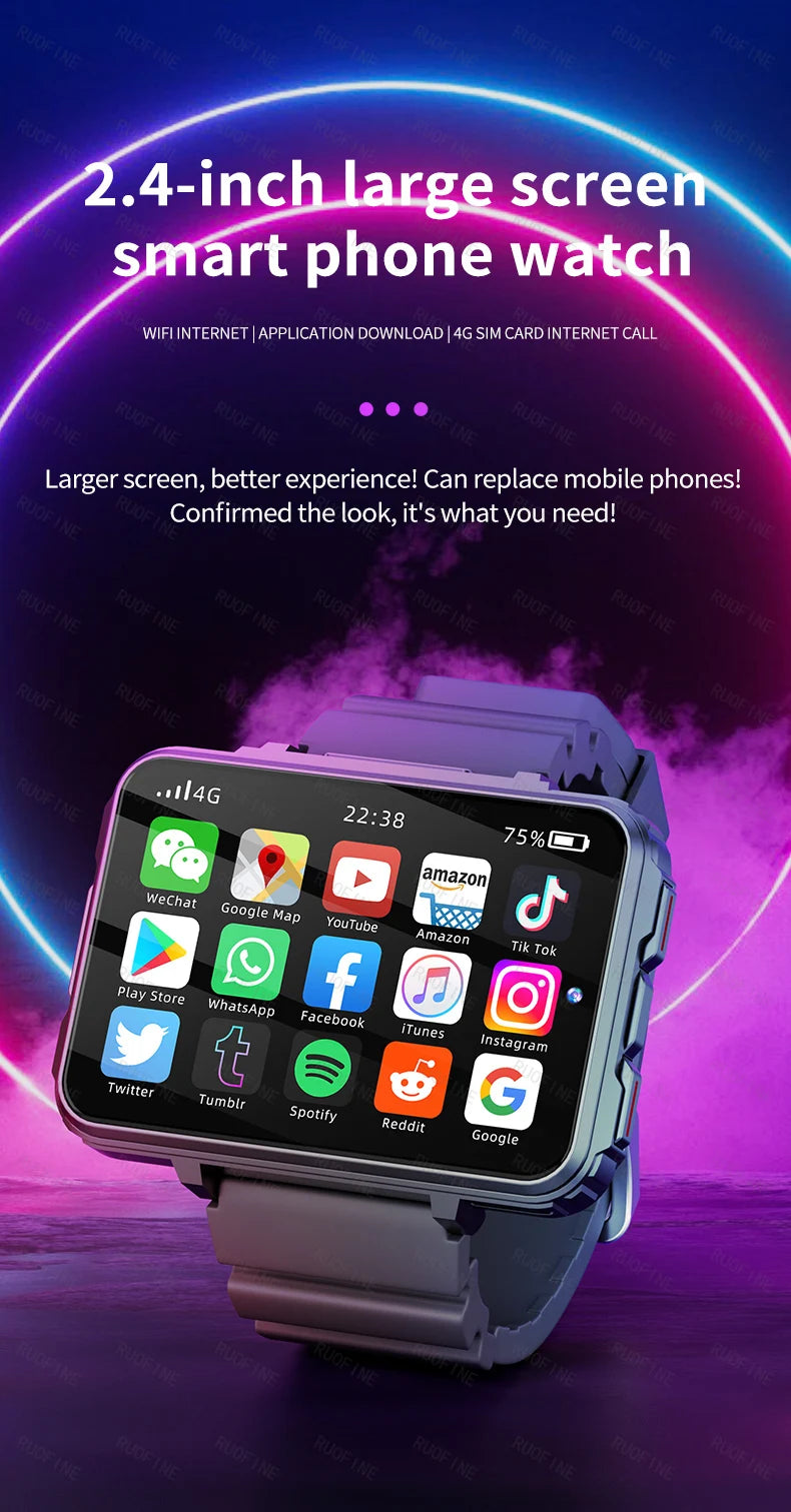 4G LTE Android Smartwatch 2025 Connected Watch Man Sim Card Phone Mobile 2.4 Inch 1.4GHz Electronics Smart Watch New In Global