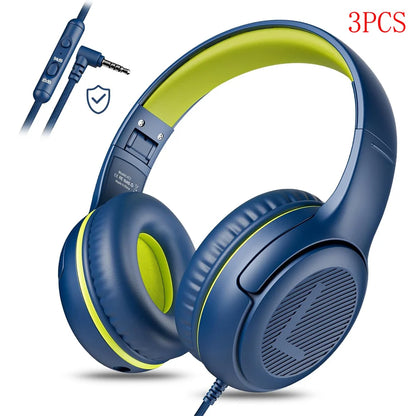 1/2/3Pcs AWATRUE AT2 Kids Headphones Wired Toddler Headsets with Mic Over-Ear Headphone Foldable on-Ear Design for PC,Laptop