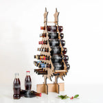 Christmas Countdown Wine Rack Wooden Christmas Tree Shaped Bottle Holder Festive Decor Ornament Craft Accessory
