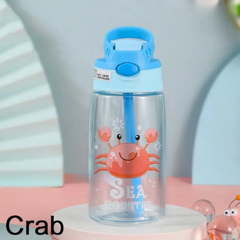 1PC Kids Water Sippy Cup Kids Water Bottle with Straw and Handle Portable Drinking Bottle Cup Children