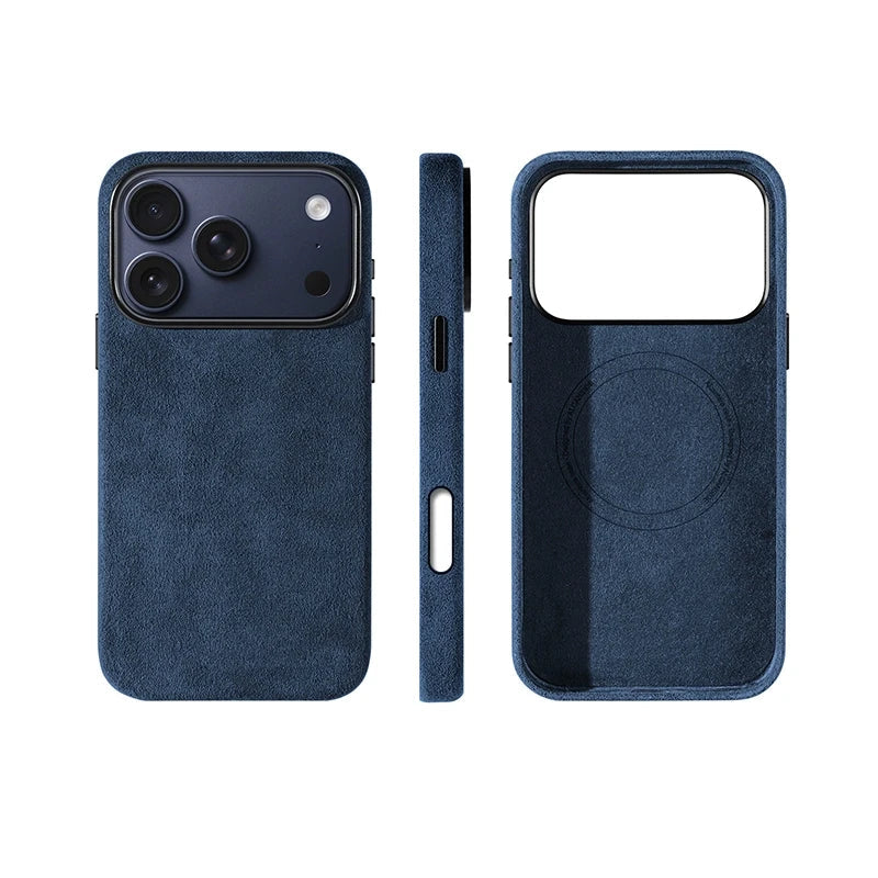 Genuine Italy imported Alcantara Magnetic Orange Case for iPhone 17 /17Air /17 Pro /17Pro Max with AI Camera Button and Magsafe