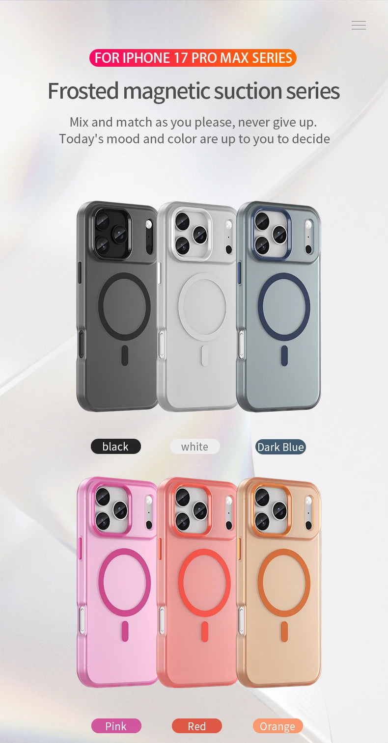 Shockproof Matte Transparent Case For Magsafe Case For iPhone 17 Pro Max 17 Air 17 Pro 17 Wireless Charge TPU Soft Cover Funda